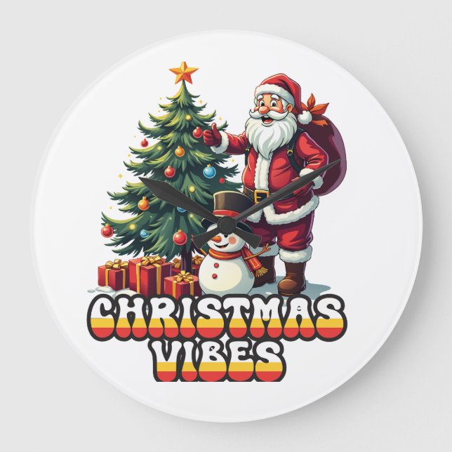 Relógio Grande Papais noeis de Natal Jolly Vibes (Frente)