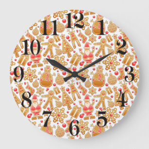 Relógio Grande Papais noeis e Biscoitos de Natal com Gingerpão d