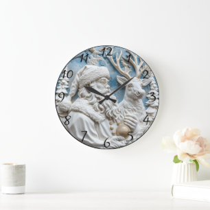 Relógio Grande Papais noeis e Reindeer Charm