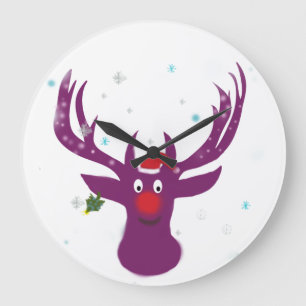 Relógio Grande Papais noeis Reindeer Rudolf Round (Large) Wall Cl