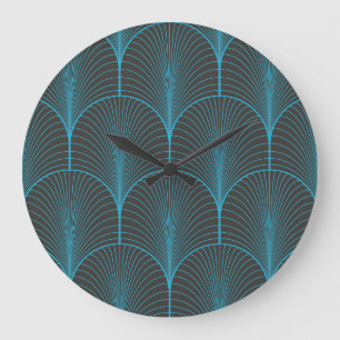 Relógio Grande Papel de parede da Art deco: padrão preto e azul