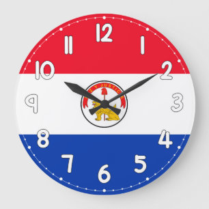 Relógio Grande Paraguay Flag Wall Clock – Patriotic Flag Decor