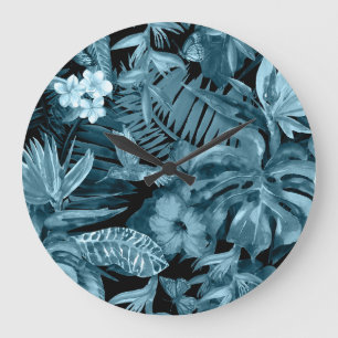 Relógio Grande Paraíso Tropical de Aquarela: Flor da Selva