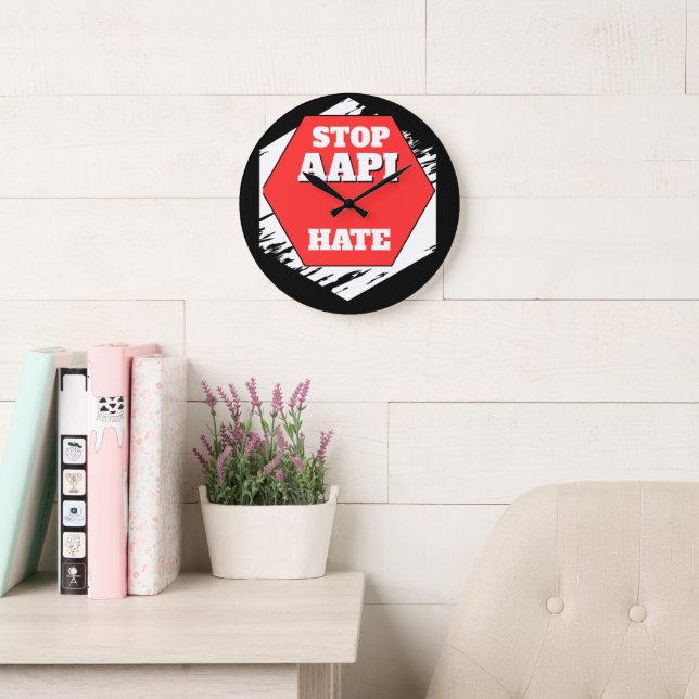 Relógio Grande Pare com o Ódio AAPI Retangular (Sala de leitura)