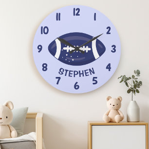 Relógio Grande Parede de quarto de futebol azul marinho fofo para