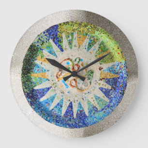 Relógio Grande Park Guell mosaicos Wall Clock