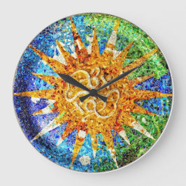 Relógio Grande Park Guell mosaicos Wall Clock