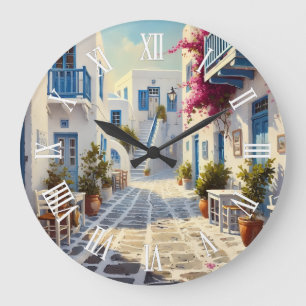Relógio Grande Paros Grécia Ilhas Viagem Aquarela