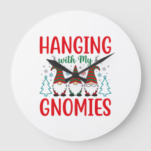 Relógio Grande Passando o Natal com Meus Gnomos