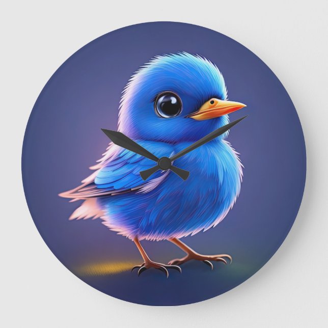 Relógio Grande Pássaro Azul da Felicidade (Frente)