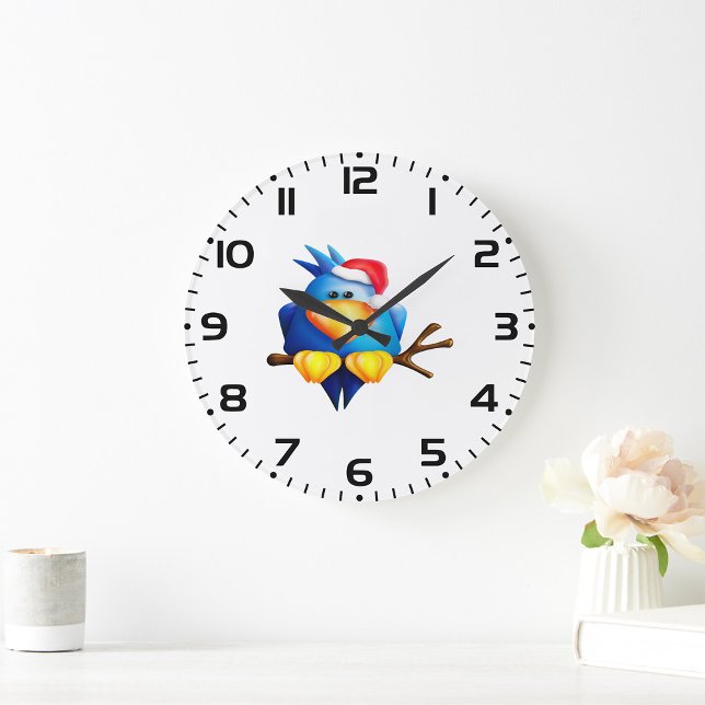 Relógio Grande Pássaro Em Um Chapéu De Papai Noel (Criador carregado)