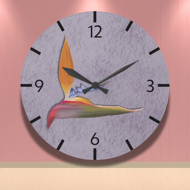 Relógio Grande Pássaro Moderno Roxo Tropical de Paraíso Desenhado (Criador carregado)