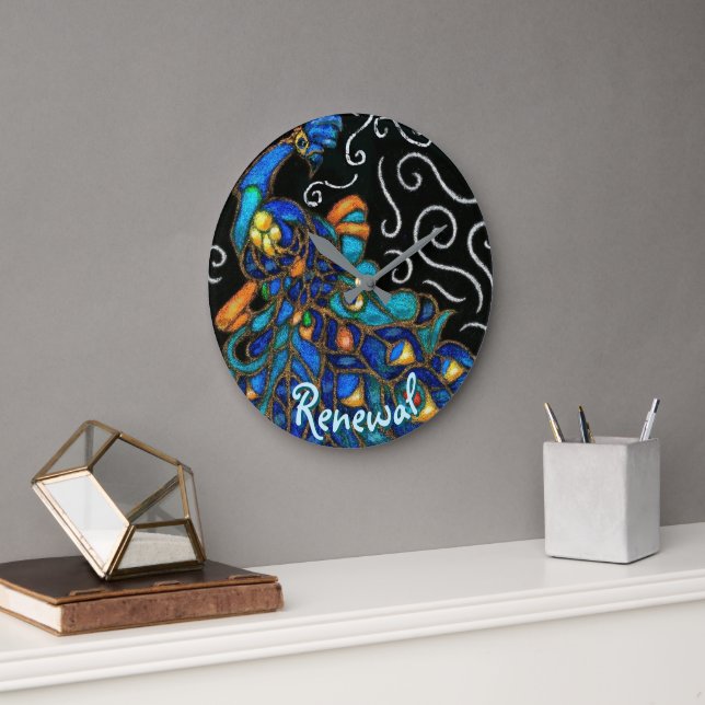 Relógio Grande Pássaro Pêssego Pêssego Quimico Personalizado (Escritório)