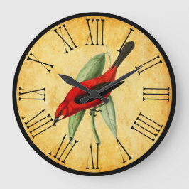 Relógio Grande Pássaro Vermelho Antigo Orante e Cozinha Elegante