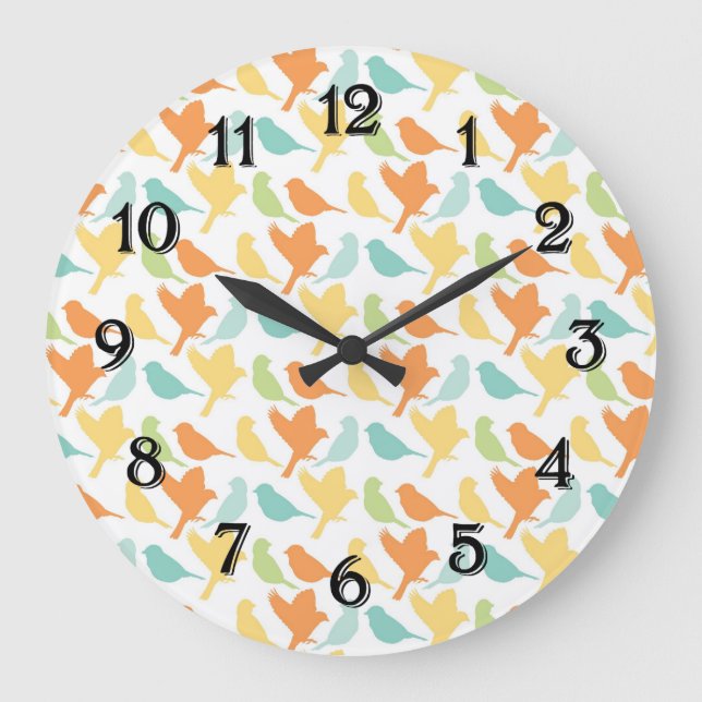 Relógio Grande Pássaros Felizes (Frente)