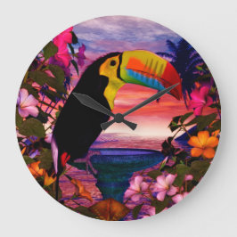 Relógio Grande Pássaros Tropicais 2 Decor "Toucans"