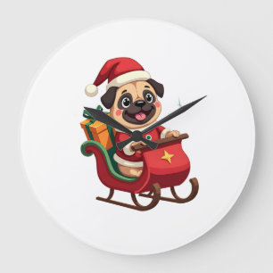 Relógio Grande Passeio de Trenó Pug