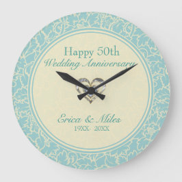 Relógio Grande Pastel Azul E Creme