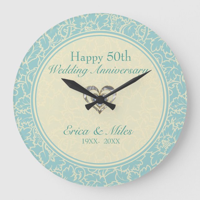 Relógio Grande Pastel Azul E Creme (Frente)