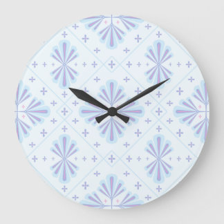 Relógio Grande Pastel Blue Geometric Floral Repeat Pattern 