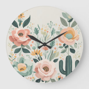 Relógio Grande Pastel Floral Fiesta