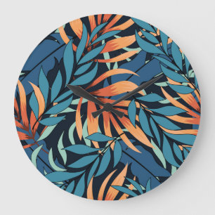Relógio Grande Pastel Tropical Abstrato Botânica
