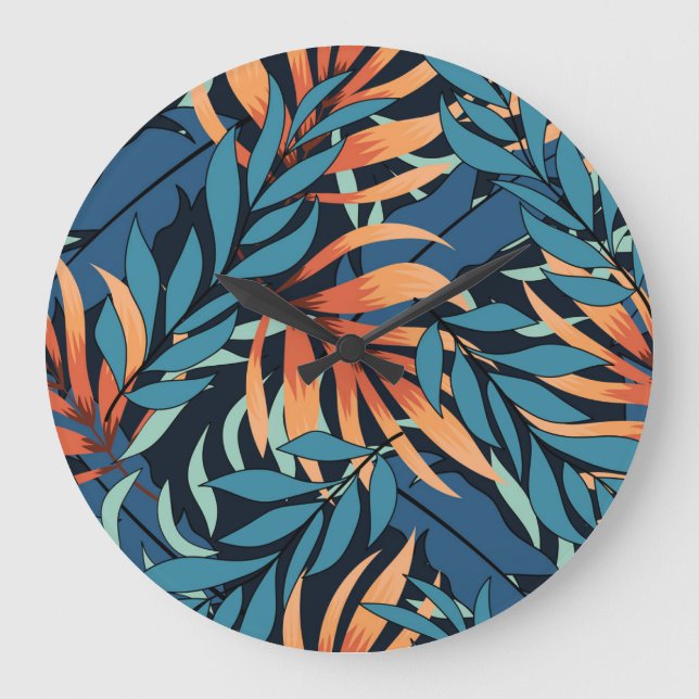 Relógio Grande Pastel Tropical Abstrato Botânica (Frente)