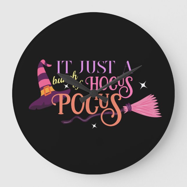 Relógio Grande Pastel Witch Hocus Pocus Halloween Broomstick (Frente)