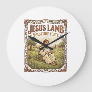 Relógio Grande Pasto de Cordeiro Jesus Fofo Pasto de Cordeiro Jes