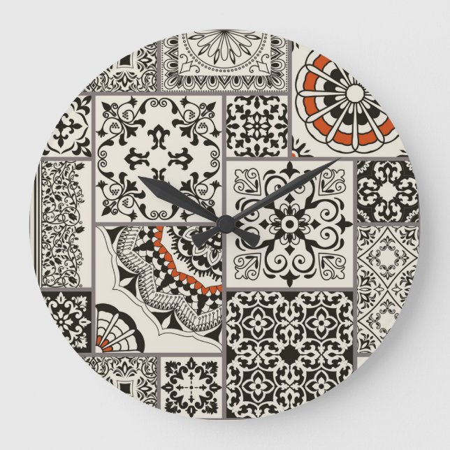 Relógio Grande Patchwork de Azulejos Majolica Árabe do Islã (Frente)