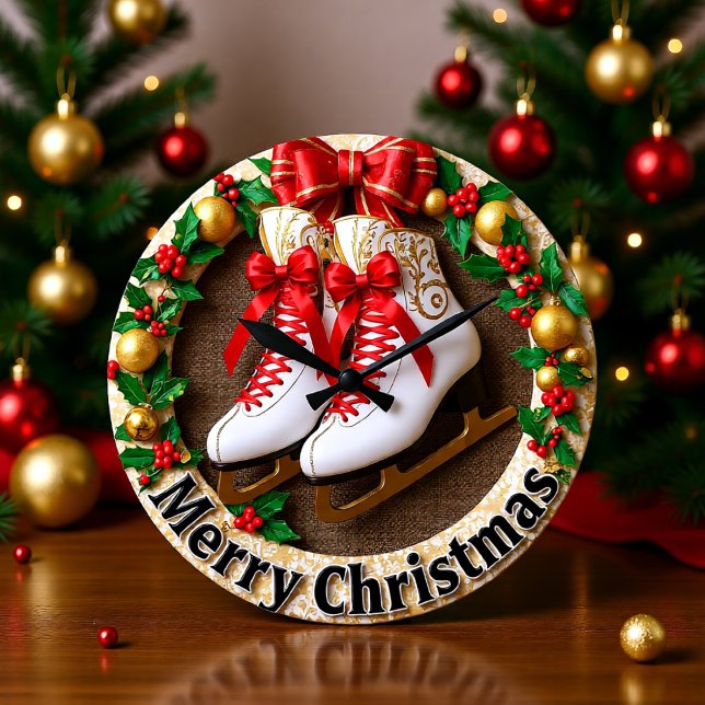 Relógio Grande Patinação no Gelo Feliz Natal (Criador carregado)