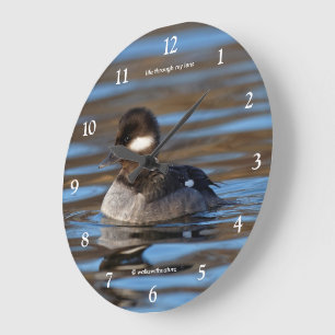Relógio Grande Pato Bufflehead Doce em Águas Ensolaradas
