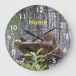 Relógio Grande Pato se ajeitando entre os juncos