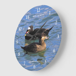 Relógio Grande Patos Surf Scoter Engraçados Nadando no Pier