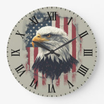Patriotic Eagle Wall Clock USA Decor