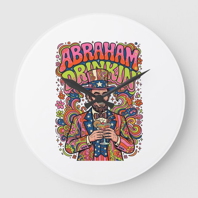 Relógio Grande Patriótico Abraham Bebendo Retro (Frente)