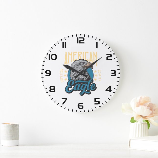 Relógio Grande Patriótico de Alta Qualidade de Águia Americana (Criador carregado)