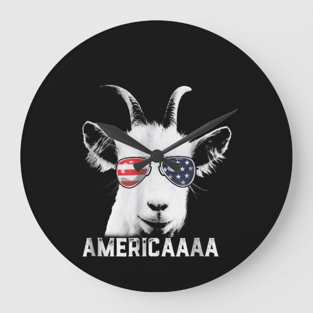 Relógio Grande Patriótico Goat Funny Goat America (Frente)