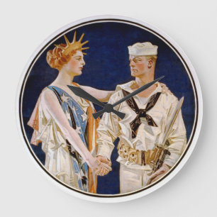 Relógio Grande Patriotismo Antigo, Senhora Liberdade com Marinhei