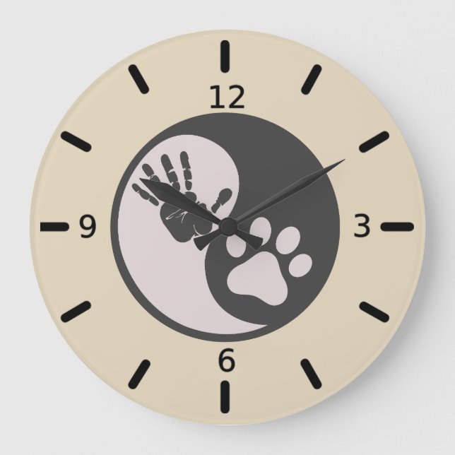 Relógio Grande Paw Mão Yin Yang (Frente)