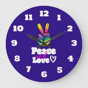 Relógio Grande Paz do sinal de paz da mão do arco-íris e
