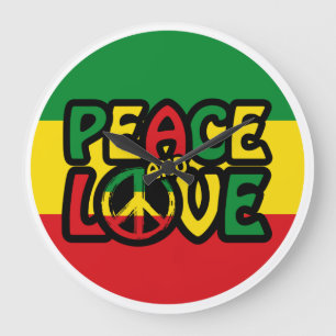 Relógio Grande PEACE and LOVE, reggae style