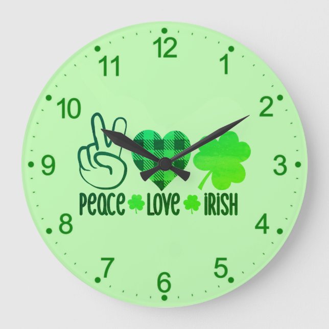 Relógio Grande Peace Love Irish-66677 (Frente)