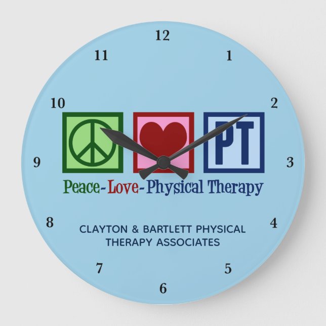 Relógio Grande Peace Love Physical Therapy Custom PT Office Wall (Frente)