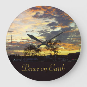 Relógio Grande Peace on Earth Wall Clock by RoseWrites