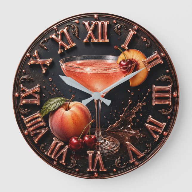 Relógio Grande Peach Bellini Cocktail Bar Decor  (Frente)