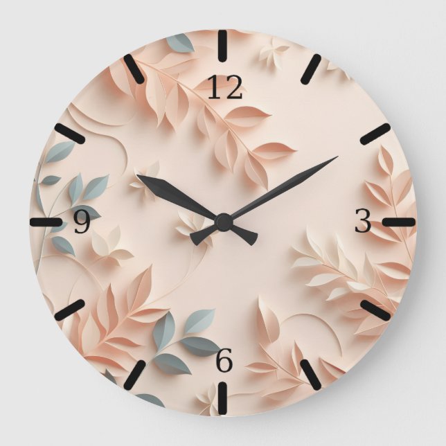 Relógio Grande Peach Floral Wall Clock - Ai design (Frente)
