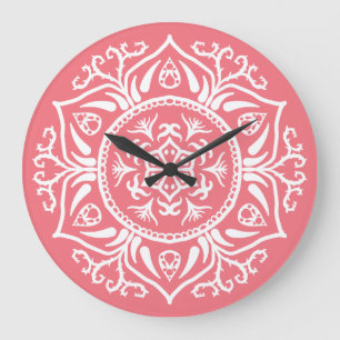 Relógio Grande Peach Mandala