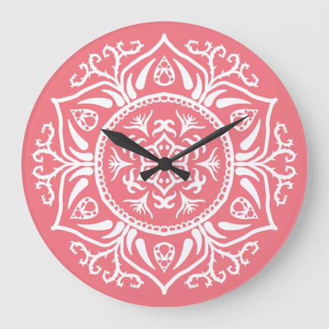 Relógio Grande Peach Mandala (Frente)