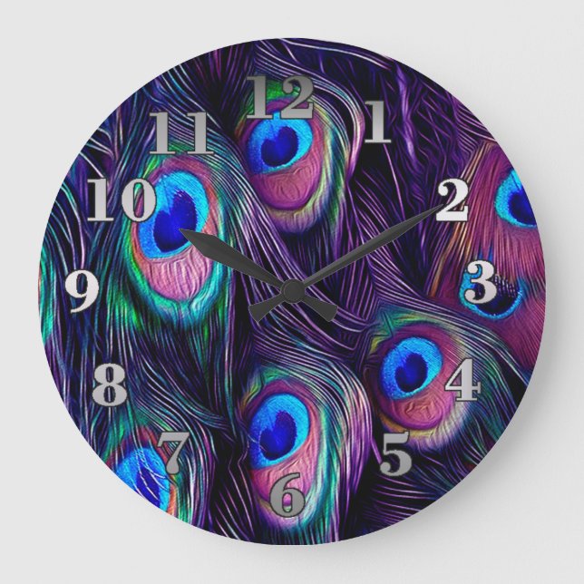 Relógio Grande Peacock Feather (Frente)